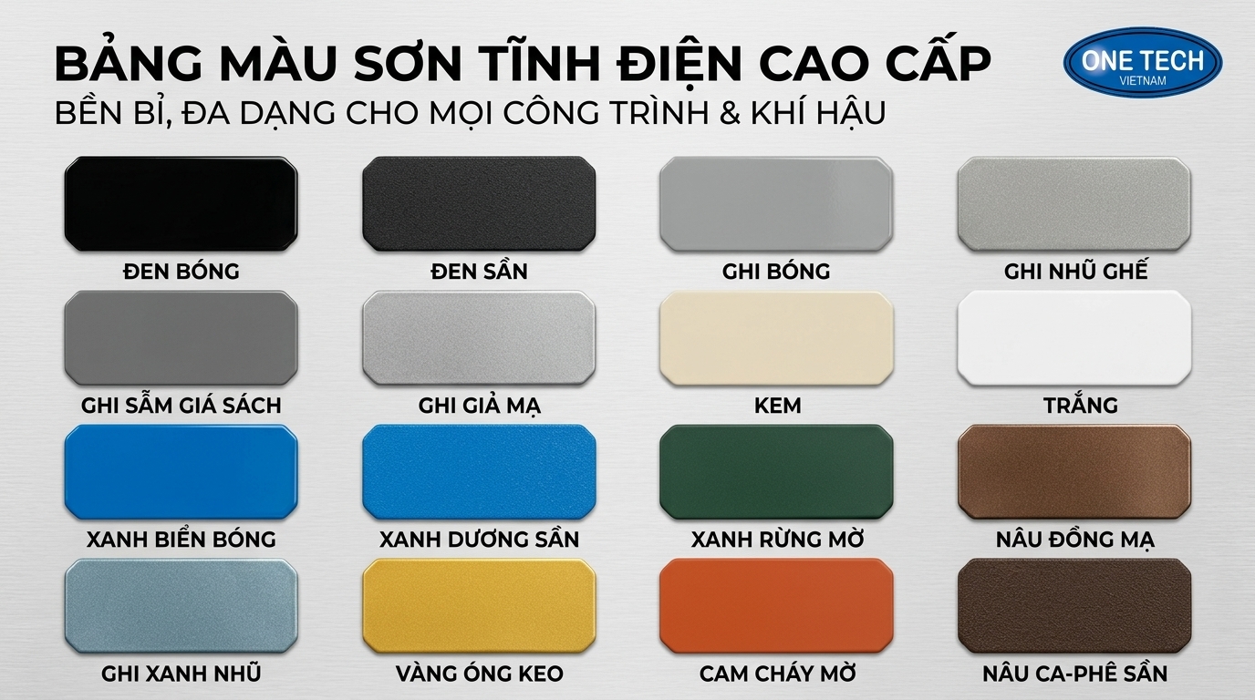 Bảng màu sắc sơn tĩnh điện Thanh Hóa Bảng màu sắc sơn tĩnh điện Thanh Hóa cho sản phẩm kim loại