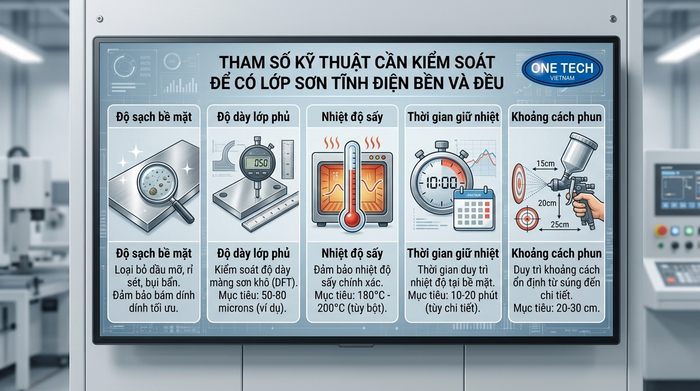 Bảng thông số kỹ thuật cần kiểm soát trong quy trình sơn tĩnh điện