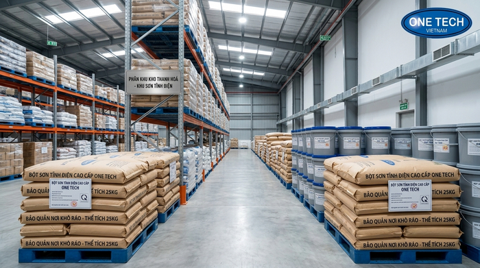 Kho chứa bột sơn tĩnh điện khô ráo tại Thanh Hóa