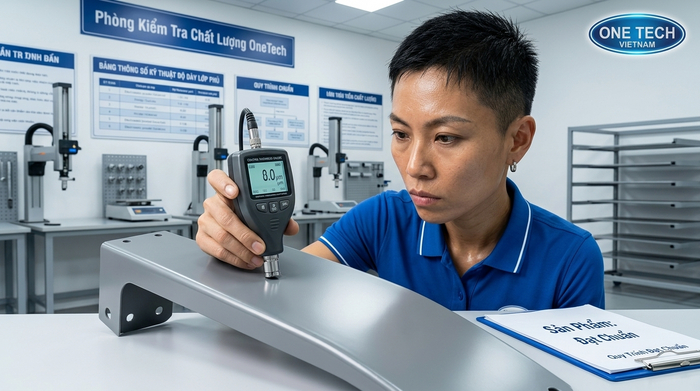 Kiểm tra độ dày lớp sơn tĩnh điện bằng máy đo chuyên dụng