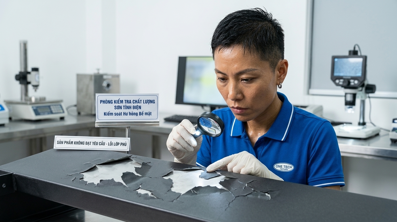 Kiểm tra mức độ sơn tĩnh điện bị bong tróc trên sản phẩm kim loại