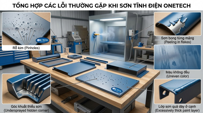 Các lỗi thường gặp khi phun sơn tĩnh điện như rỗ kim bong tróc và thiếu sơn