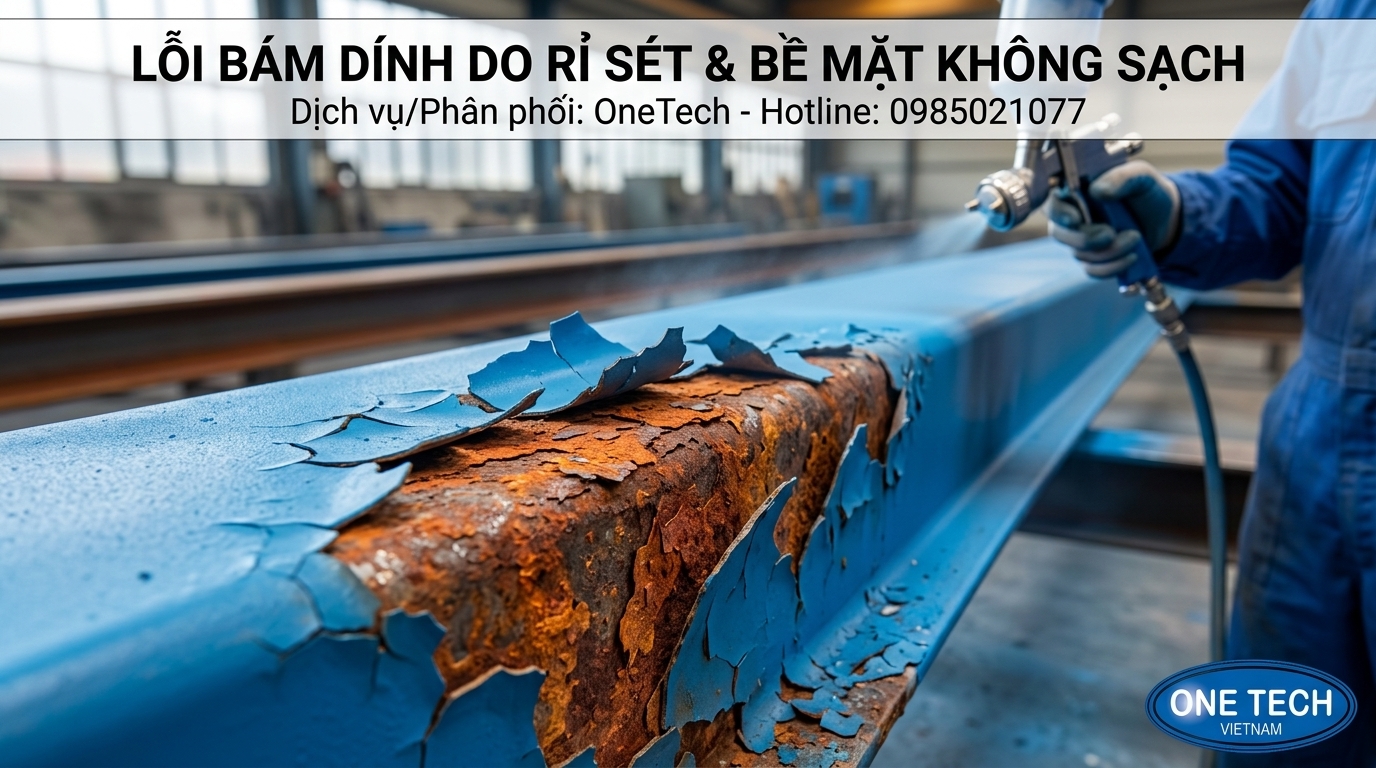 Bề mặt kim loại còn gỉ sét khiến sơn tĩnh điện dễ bong tróc
