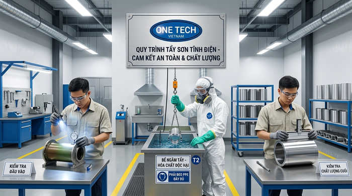Quy trình tẩy sơn tĩnh điện từ khảo sát đến kiểm tra bề mặt