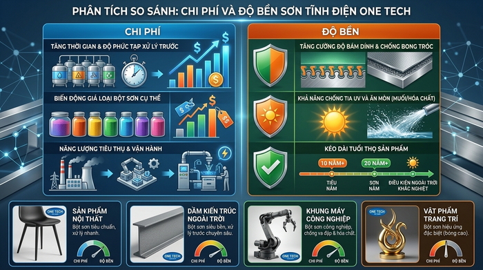 So sánh chi phí và độ bền của lớp sơn tĩnh điện