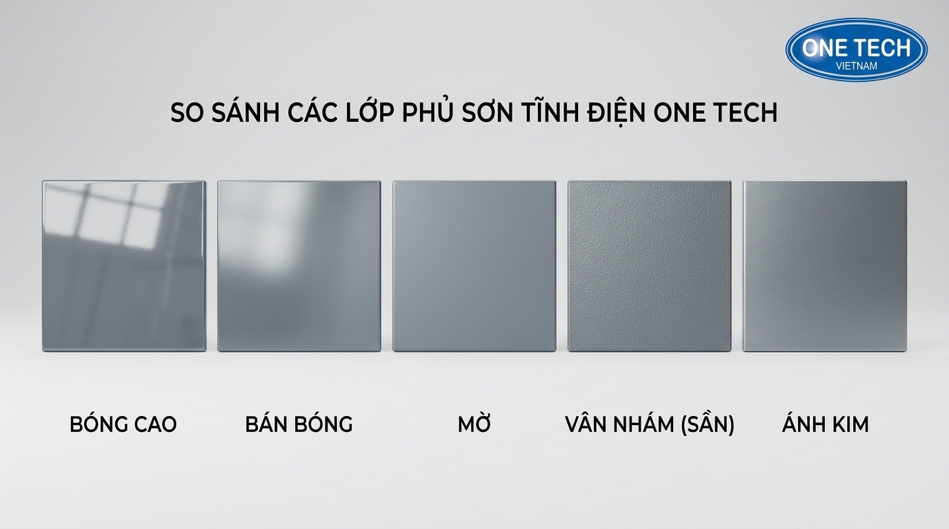 So sánh độ bóng màu sơn tĩnh điện So sánh độ bóng mờ nhám bóng của màu sơn tĩnh điện