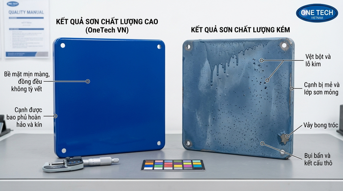 Các lỗi thường gặp khi sơn tĩnh điện như bong tróc rỗ kim và không đều màu