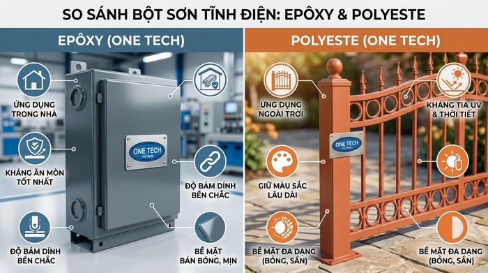 So sánh sơn tĩnh điện epoxy và polyester trong sơn phủ