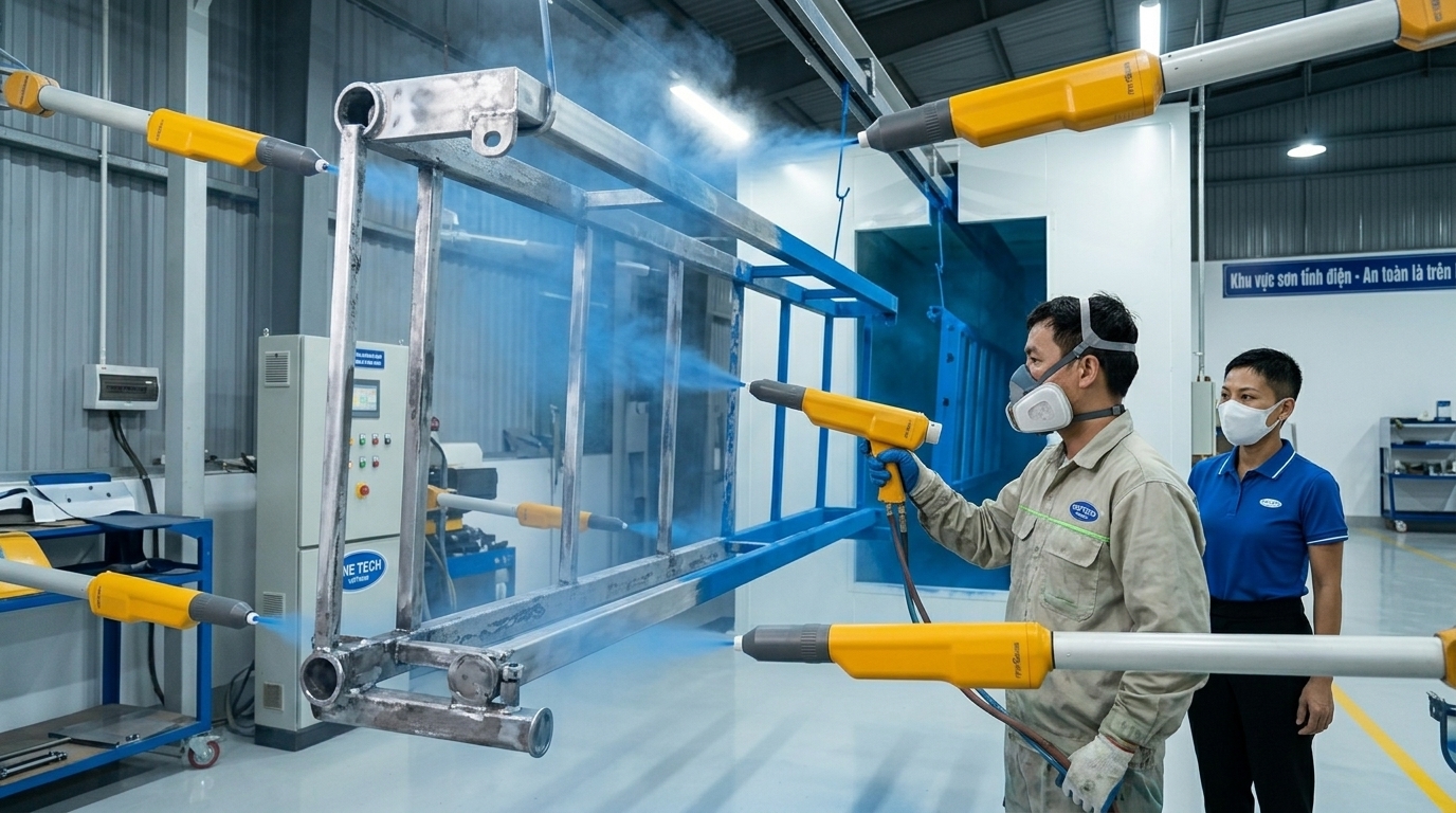 Sơn lại toàn bộ sản phẩm kim loại sau khi xử lý bong tróc