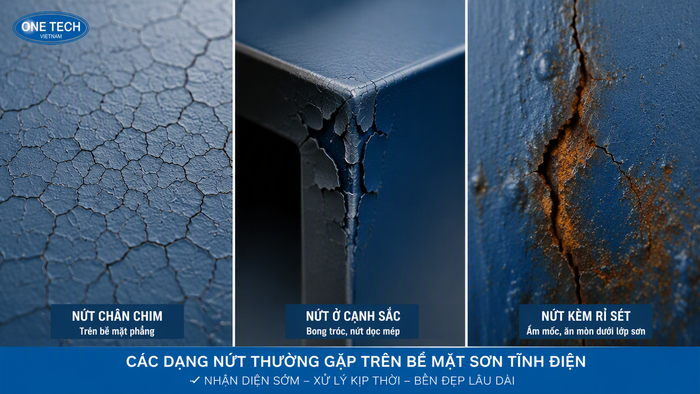 Các dạng vết nứt thường gặp trên lớp sơn tĩnh điện