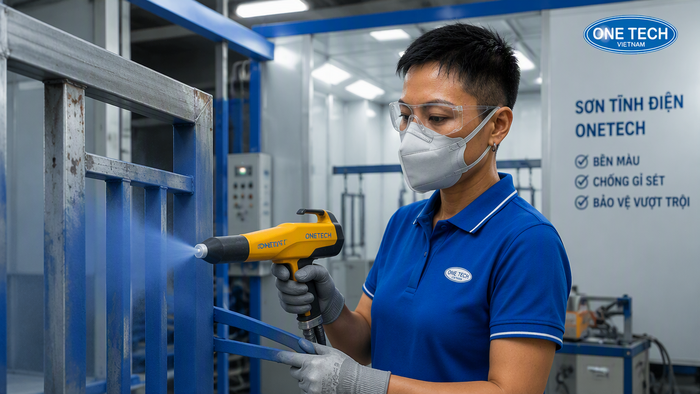 Phun lại sơn tĩnh điện trong xưởng cho sản phẩm bị trầy xước nặng